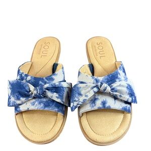 SOUL Naturalizer Blue Patterned Slip-On Sandals